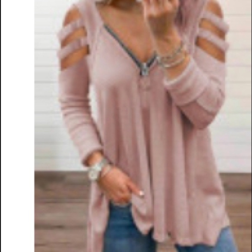 Cold shoulder Waffle top